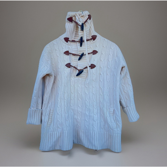 Ralph Lauren Wool Cashmere Toggle Cable Knit Sweater High Neck Ivory Women sizeL - Picture 11 of 16